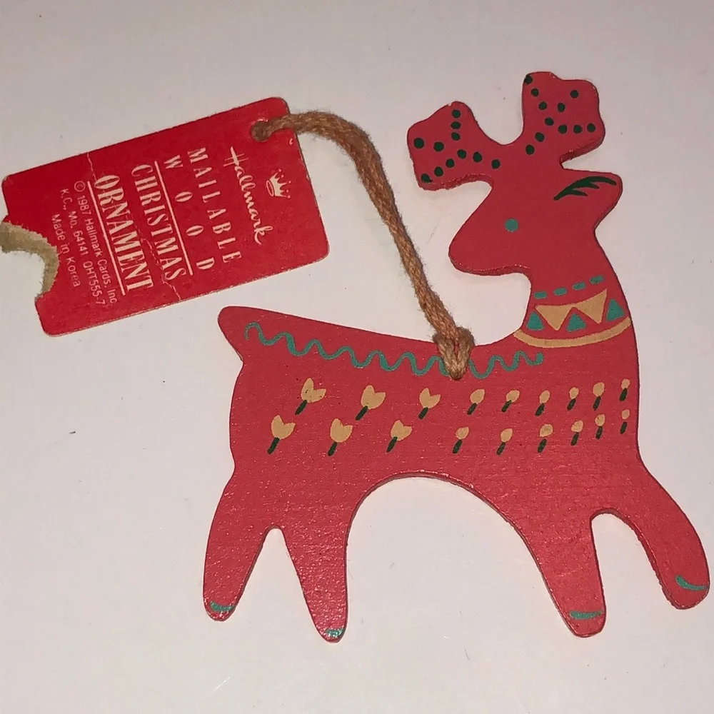 Wooden ornaments Wooden Hallmark Mailable Ornaments 1987